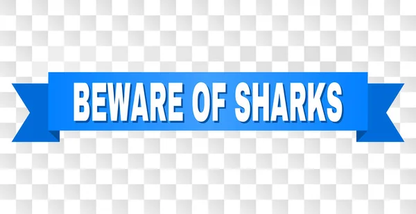 Blauwe streep met Beware van haaien titel — Stockvector