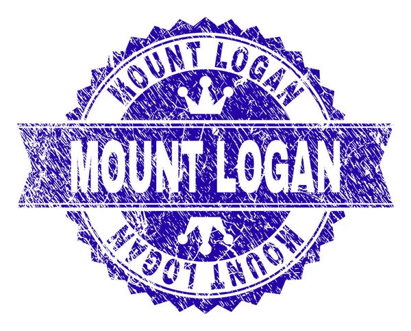 Grunge Textured MOUNT LOGAN Stamp Seal with Ribbon Vector Graphics