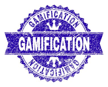 Dokulu Gamification damga mühür kurdele ile çizik