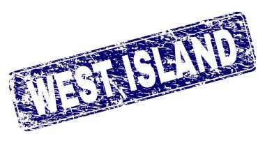 Yuvarlatılmış dikdörtgen damga grunge West Adası çerçeveli