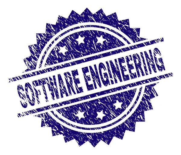 Sello de sello de INGENIERÍA DE SOFTWARE texturizado rayado — Archivo Imágenes Vectoriales