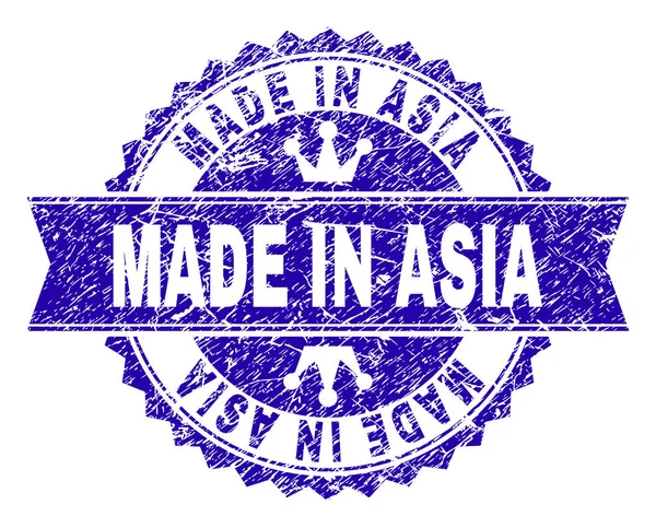 Grunge Texturé MADE IN ASIA Sceau de timbre avec ruban — Image vectorielle