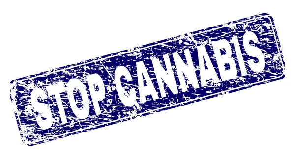 Zerkratzte Stop Cannabis gerahmte Rechteck-Marke — Stockvektor