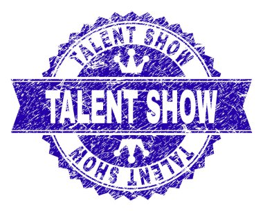 Grunge yetenek gösterisi damga mühür kurdele ile dokulu