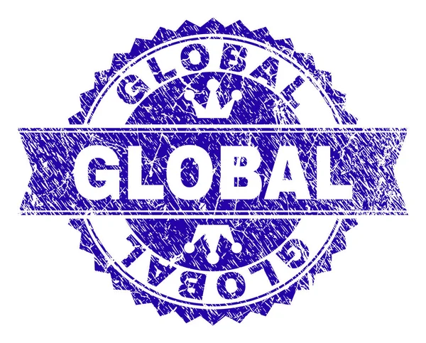 Sello de sello GLOBAL con textura rayada con cinta — Archivo Imágenes Vectoriales