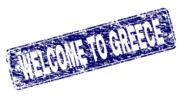 Scratched WELCOME TO GREECE Framed Rounded Rectangle Stamp — Stock Vector