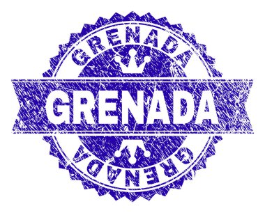 Dokulu Grenada damga mühür kurdele ile çizik