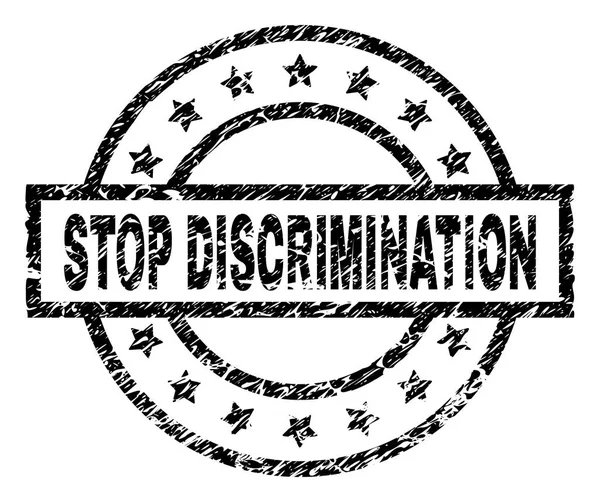 Grunge Stop ayrımcılık damga mühür dokulu — Stok Vektör