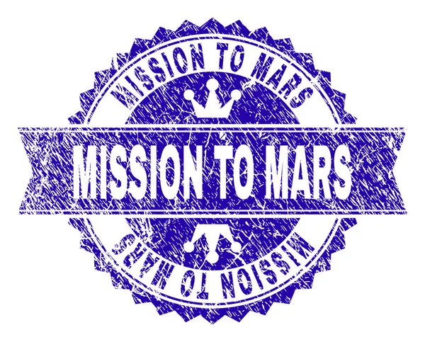 与丝带一起的火星邮票封印的纹理飞行任务 — 图库矢量图片