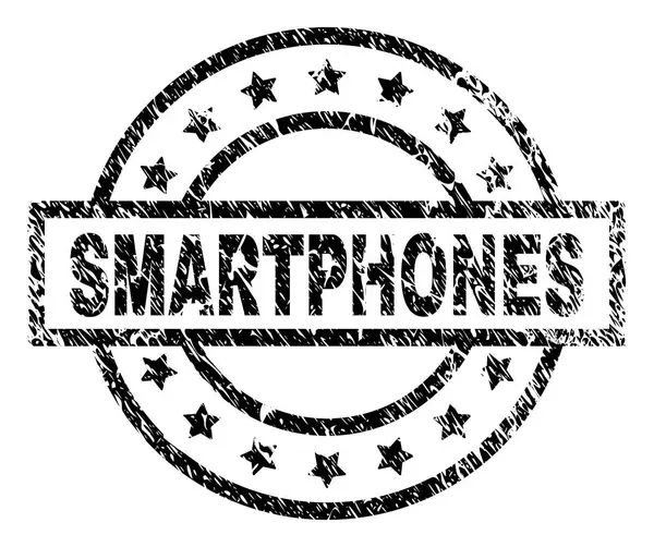 Gekrast getextureerde Smartphones stempel-zegel — Stockvector