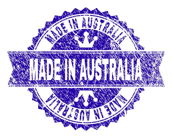 Scratched Textured MADE IN AUSTRALIA Stamp Seal with Ribbon — Stock Vector