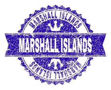 Dokulu Marshall Adaları damga mühür kurdele ile çizik