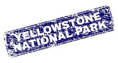 Yuvarlatılmış dikdörtgen damga grunge Yellowstone Milli Parkı çerçeveli