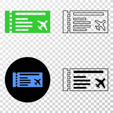 Airticket vektör Eps simge kontur sürümü ile