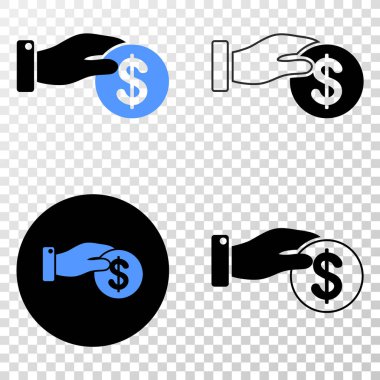 Para ödeme el vektör Eps simgesi kontur sürümü ile