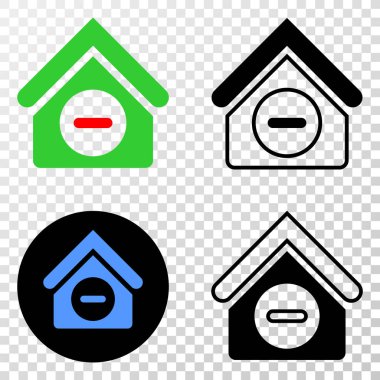 House vektör Eps simge kontur sürümü ile yasak