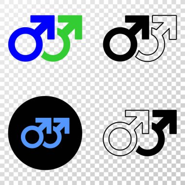 Eşcinsel çift Eps vektör resim kontur, siyah ve renkli sürümlerle sembolü. Çizim tarzıdır satranç şeffaf arka plan düz ikonik sembolü.