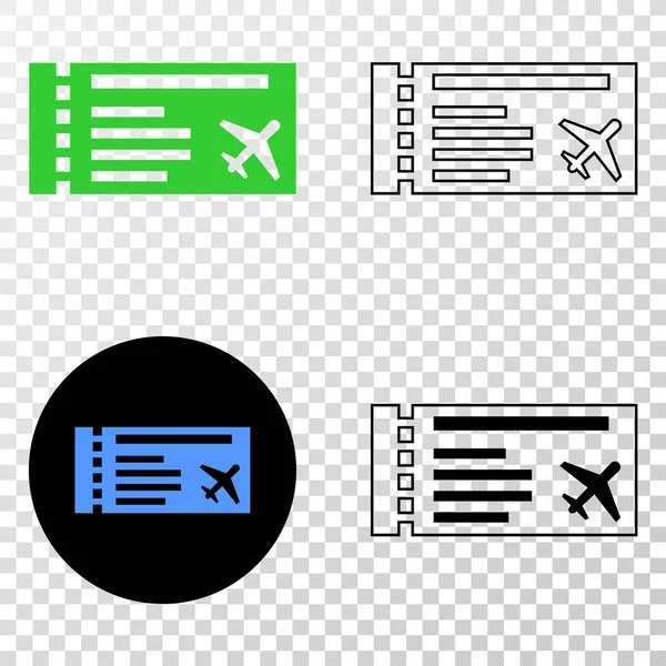 Airticket vektorové Eps ikona s obrysy verzí — Stockový vektor
