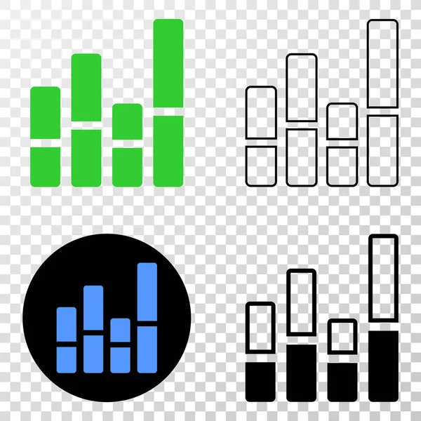 Gráfico de barras Vector EPS Icono con la versión de contorno — Vector de stock