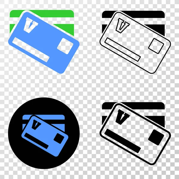 Πιστωτικές κάρτες διανυσματικών Eps εικονίδιο με περίγραμμα έκδοση — Διανυσματικό Αρχείο
