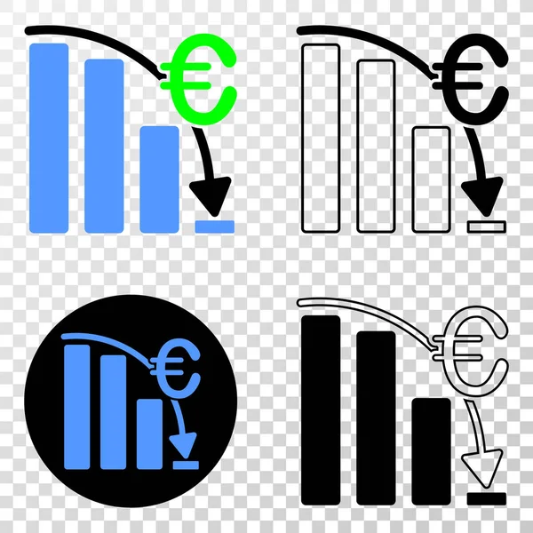 Euro Crisis Chart Vector EPS Icono con la versión de contorno — Vector de stock