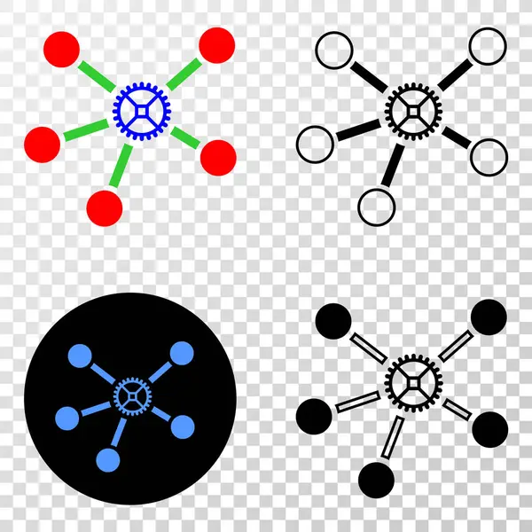 Enlaces de engranaje Vector EPS Icono con la versión de contorno — Vector de stock