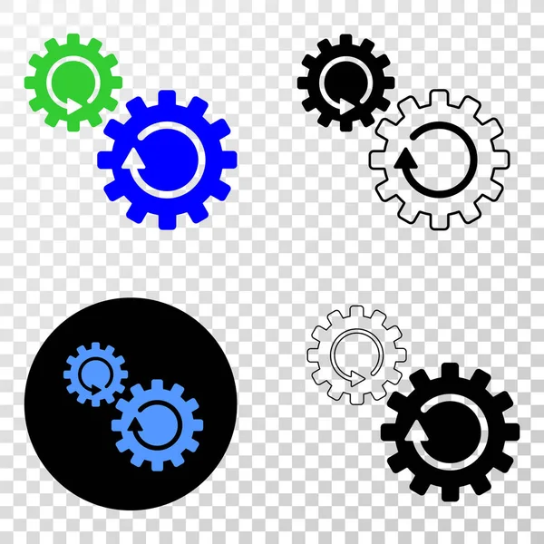 Gears Rotation Vector EPS Icon with Contour Version — Stock Vector