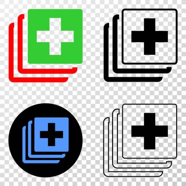 Eps vektör piktogram kontur, siyah ve renkli sürümleri ile tıbbi veri. Çizim tarzıdır satranç şeffaf arka plan düz ikonik sembolü.