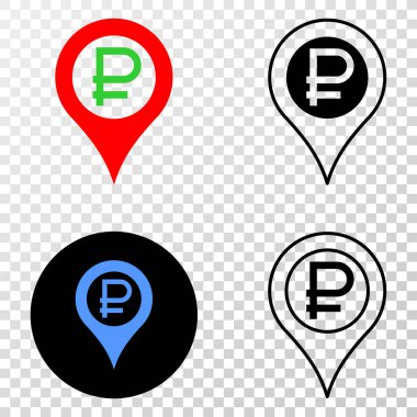 Rublesi harita işaretleyici vektör Eps simge kontur sürümü ile