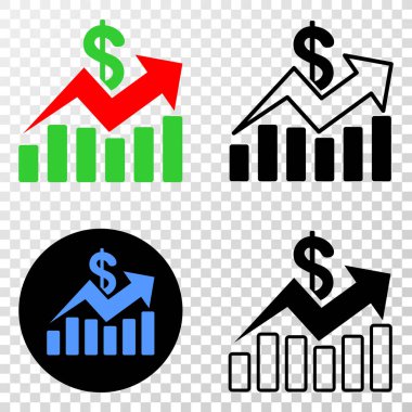 Eps simge kontur sürümü ile satış eğilim grafikleri vektör