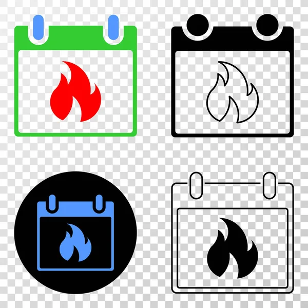 Icône EPS vectorielle de feuille de calendrier chaude avec la version de contour — Image vectorielle