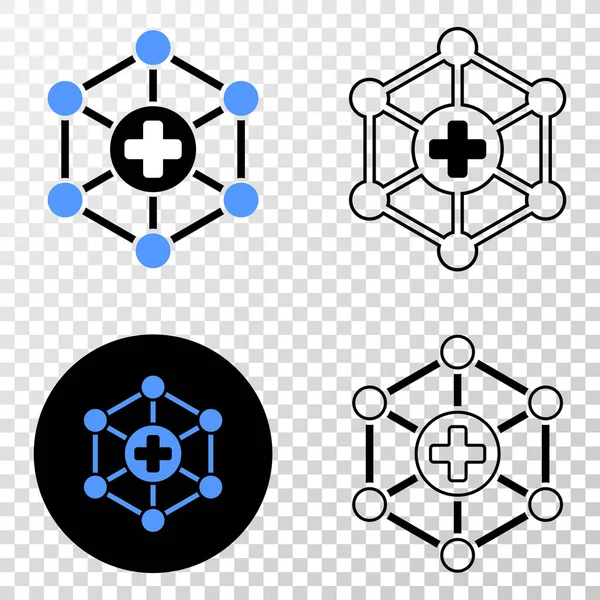 Centro Médico Enlaces Vector EPS Icono con la versión de contorno — Vector de stock