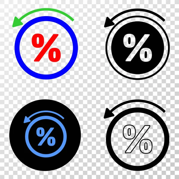 Ícone de EPS de vetor traseiro percentual com versão de contorno —  Vetores de Stock