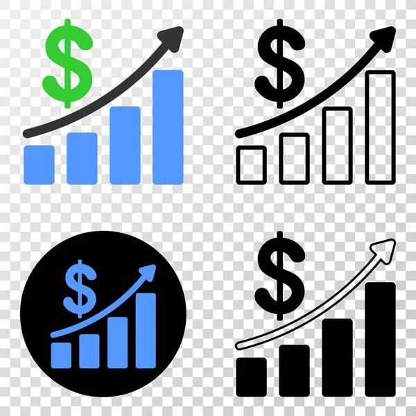 Прибыль до Trend Chart Векторный значок EPS с Контурной версией — стоковый вектор