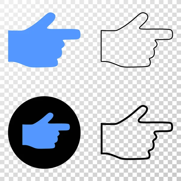 Ícone de EPS de vetor de dedo de ponteiro direito com versão de contorno — Vetor de Stock