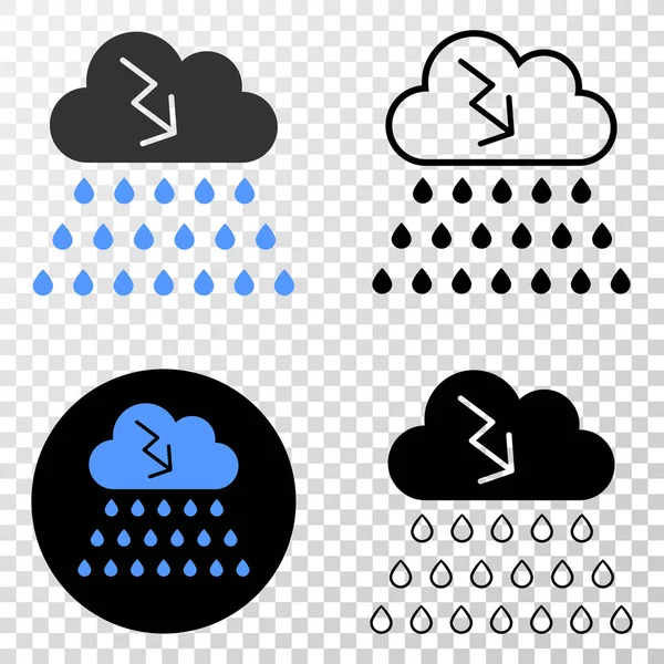 Storm Cloud Vector EPS Icono con la versión de contorno — Archivo Imágenes Vectoriales