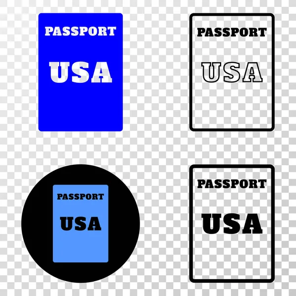 EE.UU. Pasaporte Vector EPS icono con la versión de contorno — Vector de stock