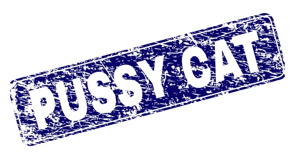 Grunge PUSSY CAT enmarcado redondeado rectángulo sello — Vector de stock