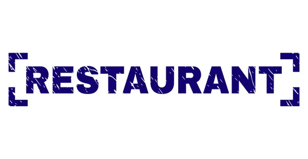 Zerkratzte texturierte Restaurant Stempel Siegel zwischen den Ecken — Stockvektor