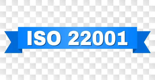 Синя стрічка з підписом ISO 22001 — стоковий вектор