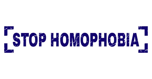 Grunge getextureerde Stop homofobie stempel afdichting tussen hoeken — Stockvector