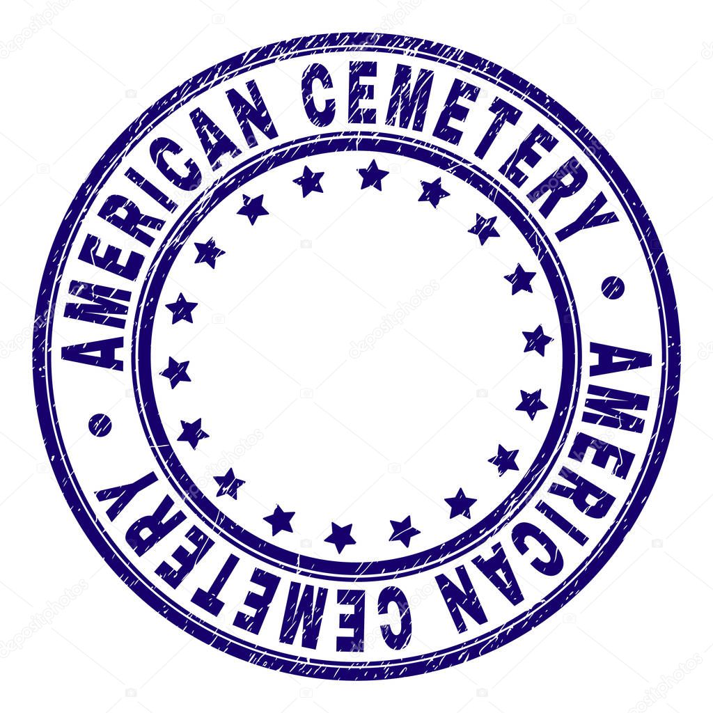 Scratched Textured AMERICAN CEMETERY Round Stamp Seal
