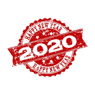 Kırmızı Grunge mutlu yıllar 2020 damga mühür filigran
