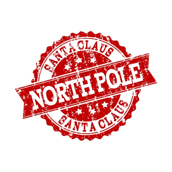 Grunge rojo SANTA CLAUS NORTH POLE sello sello marca de agua — Vector de stock