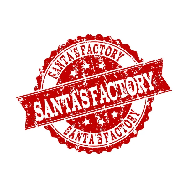 赤いグランジ サンタ工場スタンプ シール透かし — ストックベクタ
