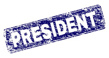 Yuvarlatılmış dikdörtgen damga grunge Başkan çerçeveli