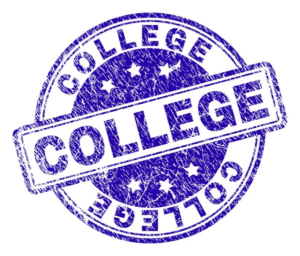 Scratched Textured COLLEGE Stamp Seal — Stock Vector