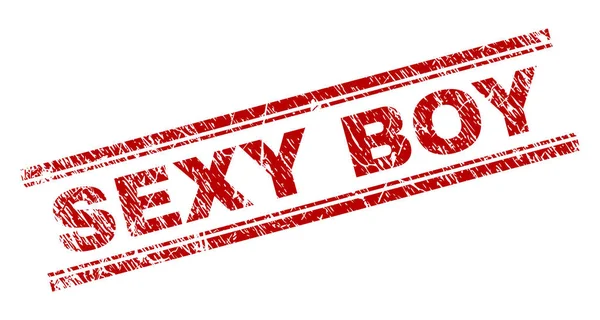 Sceau de timbre SEXY BOY texturé rayé — Image vectorielle