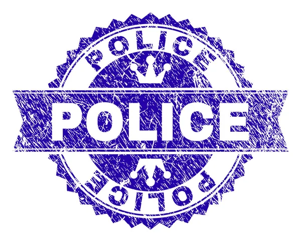 Selo texturizado riscado do selo da POLÍCIA com fita —  Vetores de Stock