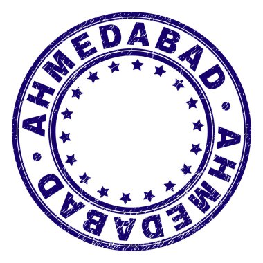 Grunge Ahmedabad damga mühür yuvarlak dokulu